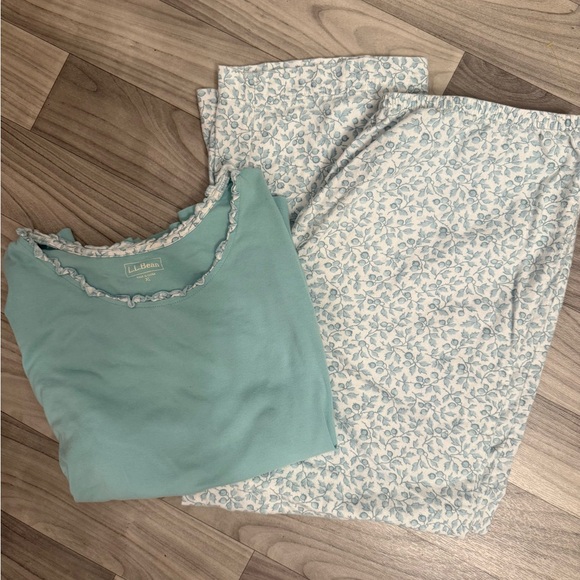 LL Bean Floral Blue Women's Cozy PJ Set Size XL - Picture 1 of 8
